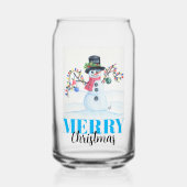 Kerstmis Sneeuwman Drinkset Blikvorm Glas (Voorkant)