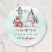 Kerstmis Sneeuwman Eerste Verjaardag Bedankjes Labels (Voorkant)