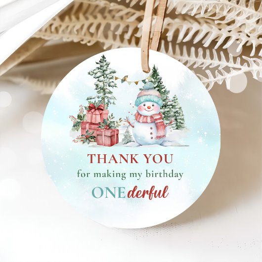 Kerstmis Sneeuwman Eerste Verjaardag Bedankjes Labels