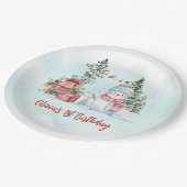 Kerstmis Sneeuwman Eerste Verjaardag Papieren Bordje (Gekanteld)