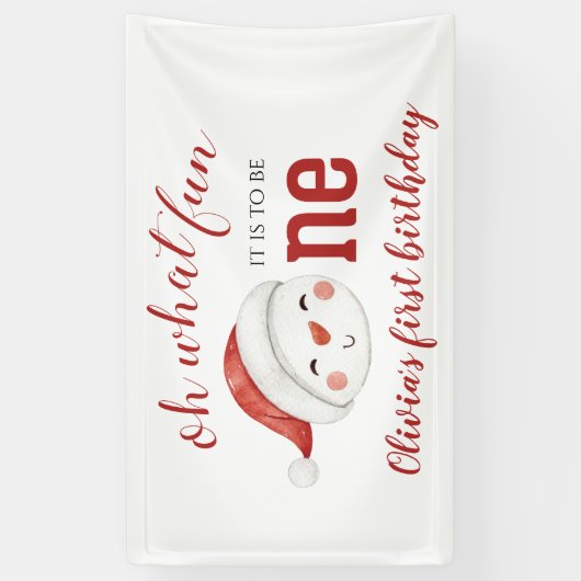Kerstmis Sneeuwman Eerste Verjaardag Spandoek (Verticaal)