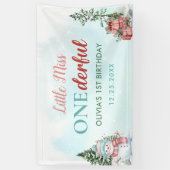 Kerstmis Sneeuwman Eerste Verjaardag Spandoek (Verticaal)