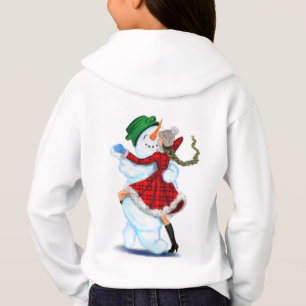 Kerstmis Sneeuwman en Meisje Dancing Kinder Hoodie