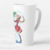 Kerstmis Sneeuwman en Meisje Dansers Latte Mok (Rechterhoek)