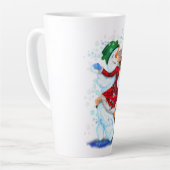 Kerstmis Sneeuwman en Meisje Dansers Latte Mok (Linkerhoek)