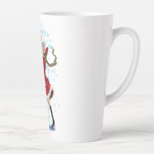 Kerstmis Sneeuwman en Meisje Dansers Latte Mok (Rechts)