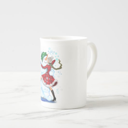 Kerstmis Sneeuwman en Meisje Dansers Mok (Voorkant rechts)