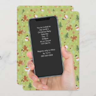 Kerstmis sneeuwman en peperkoek man feest kaart