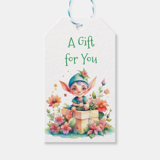 Kerstmis Sneeuwman en Winterbloemen Cadeaulabel (Voorkant)