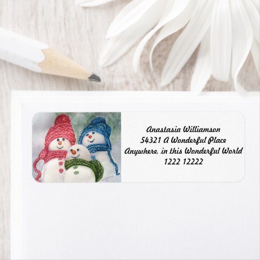 KERSTMIS SNEEUWMAN FAMILIE ETIKET (Insitu)