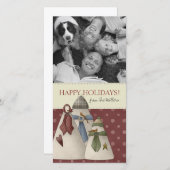 Kerstmis Sneeuwman Familie Foto Kaarten (Voorkant / Achterkant)
