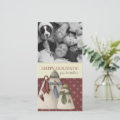 Kerstmis Sneeuwman Familie Foto Kaarten (Staand voorkant)