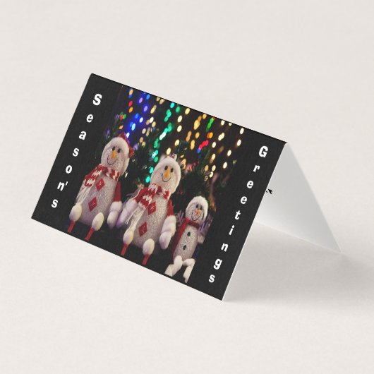 Kerstmis Sneeuwman Familie Ornamenten Boom Fotokaa Kaart (Voorkant)