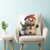 Kerstmis sneeuwman gezellig huisaccent kussen (Stoel)