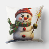 Kerstmis sneeuwman gezellig huisaccent kussen (Achterkant)