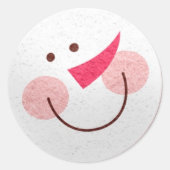 Kerstmis Sneeuwman Happy Face Schattige Ronde Sticker (Voorkant)
