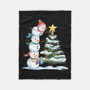 Kerstmis Sneeuwman Kerstboom Grappige Sneeuwman Li Fleece Deken