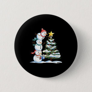 Kerstmis Sneeuwman Kerstboom Grappige Sneeuwman Li Ronde Button 5,7 Cm