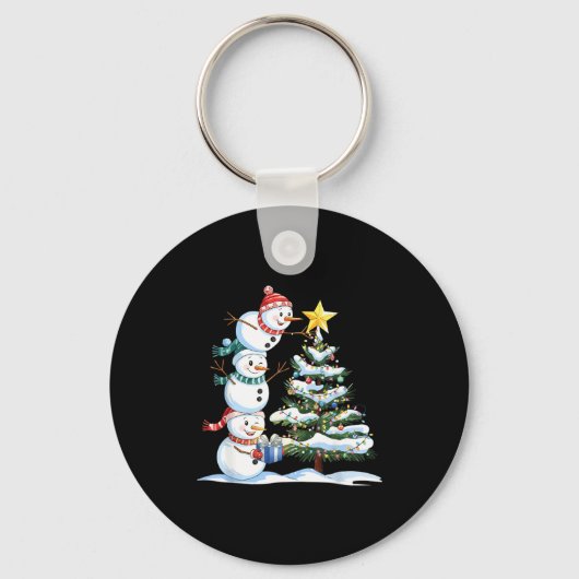 Kerstmis Sneeuwman Kerstboom Grappige Sneeuwman Li Sleutelhanger (Voorkant)