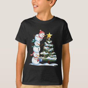 Kerstmis Sneeuwman Kerstboom Grappige Sneeuwman Li T-shirt