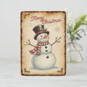 Kerstmis Sneeuwman Kerstkaart Save The Date (Staand voorkant)