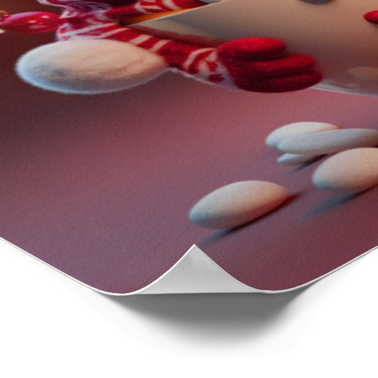 Kerstmis Sneeuwman Koffie Cup Poster (Hoek)