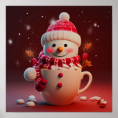Kerstmis Sneeuwman Koffie Cup Poster (Voorkant)