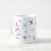 Kerstmis Sneeuwman Laat Het Sneeuwblauwe Sneeuwvlo Koffiemok (Voorkant links)
