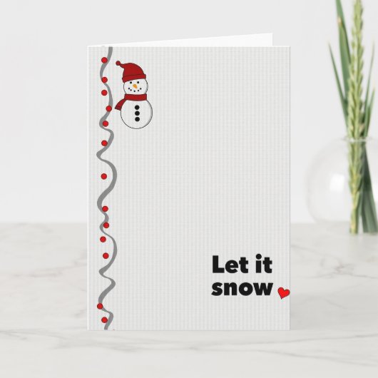 Kerstmis Sneeuwman Laat het Sneeuwen Kaart (Voorkant)
