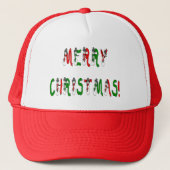 Kerstmis Sneeuwman Lettertype Hoed Trucker Pet (Voorkant)