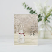 Kerstmis sneeuwman met ster voor dennenboom briefkaart (Staand voorkant)