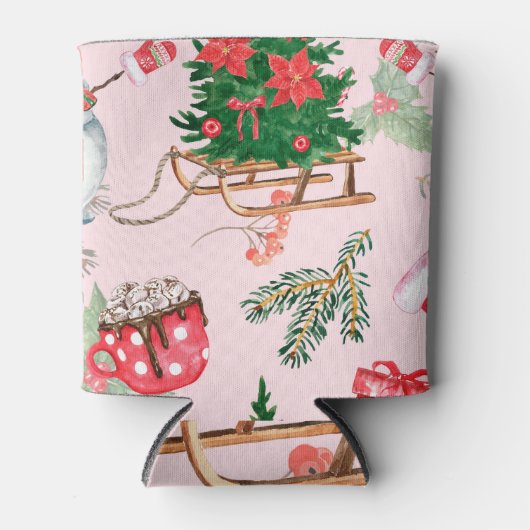 Kerstmis Sneeuwman Naadloos Patroon. Blikjeskoeler (Voorkant)