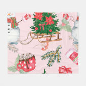 Kerstmis Sneeuwman Naadloos Patroon. Fleece Deken (Voorkant (Horizontaal))