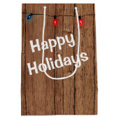 Kerstmis Sneeuwman op een parkbank Medium Cadeauzakje (Achterkant)