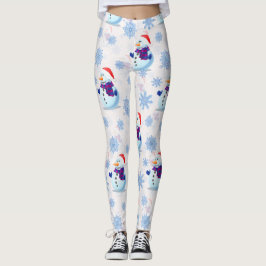 Kerstmis Sneeuwman oppervlaktepatroon Leggings
