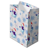 Kerstmis Sneeuwman oppervlaktepatroon Medium Cadeauzakje (Voorkant Gekanteld)