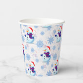 Kerstmis Sneeuwman oppervlaktepatroon Papieren Bekers (Achterkant)