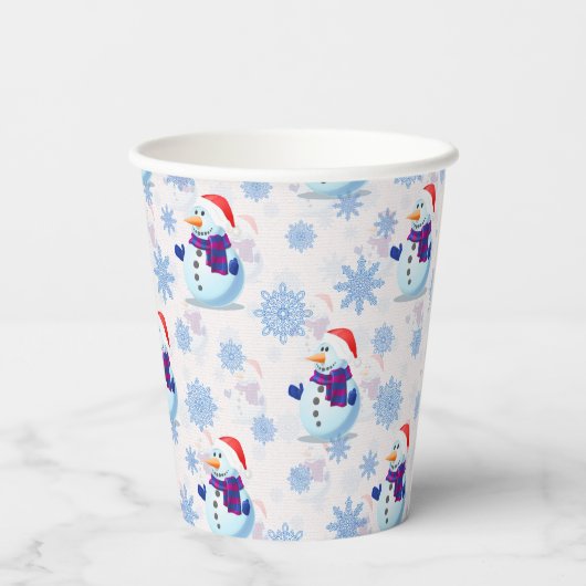 Kerstmis Sneeuwman oppervlaktepatroon Papieren Bekers (Achterkant)