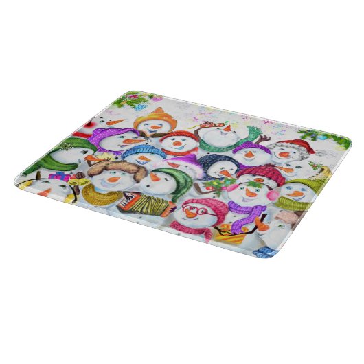 Kerstmis Sneeuwman Party Snijplank (Hoek)
