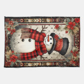 Kerstmis Sneeuwman Plaid Sjaal Rode Bloemen Theedoek (Horizontaal)