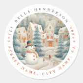 Kerstmis Sneeuwman Ronde Stickers (Voorkant)