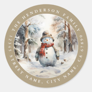 Kerstmis Sneeuwman Ronde Stickers