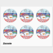 Kerstmis Sneeuwman Sneeuwvlokken Candy Canes Ronde Sticker (Vel)