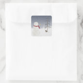 Kerstmis Sneeuwman Ster Vierkante Sticker (Tas)