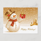 Kerstmis Sneeuwman Vakantie Groeten Feestdagenkaart (Voorkant)