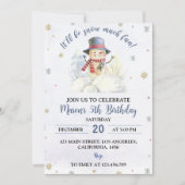 Kerstmis Sneeuwman Verjaardag Uitnodiging (Voorkant)