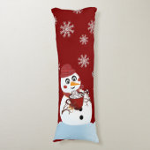 Kerstmis Sneeuwman warme chocolademelk en suikerri Lichaamskussen (Voorkant Verticaal)