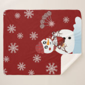 Kerstmis Sneeuwman warme chocolademelk en suikerri Sherpa Deken (Voorkant (horizontaal))