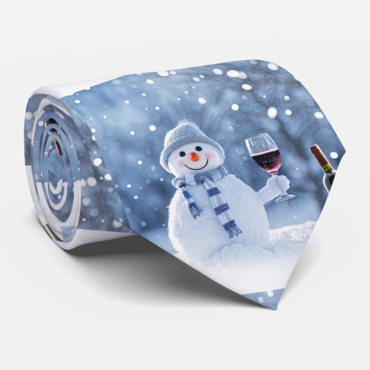 Kerstmis Sneeuwman Wijn Feestdag Schattig Stropdas (Opgerold)