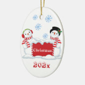 Kerstmis Sneeuwmannen Boom Keramisch Ornament (Links)